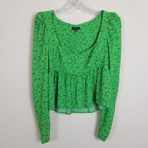 Afrm Ditsy Print Peplum Top Size Large Bust 32